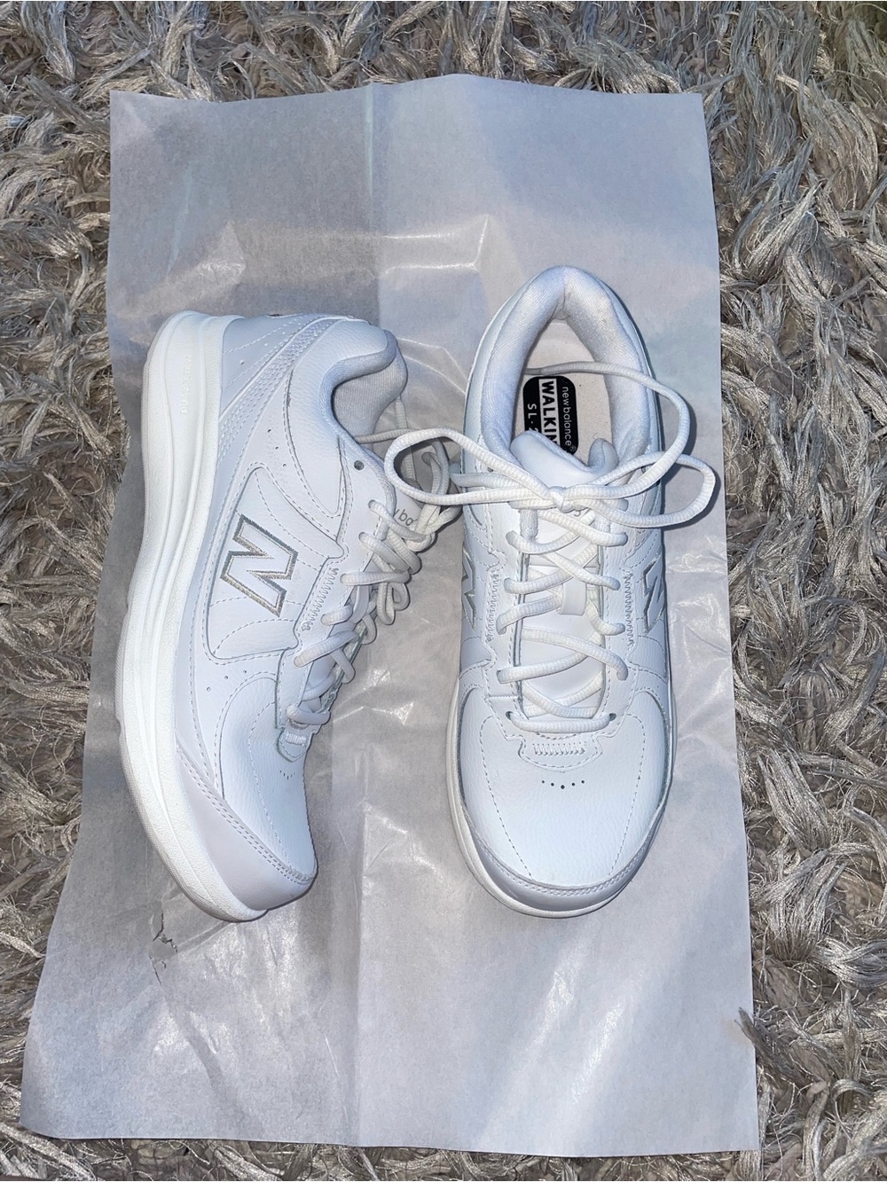 New Balance White Leather Walking Sneakers